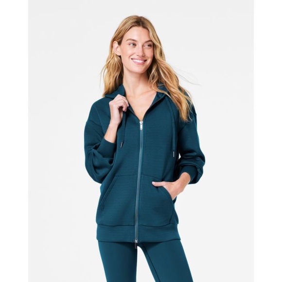 SPANX Jackets & Blazers - NWT SPANX Air Essentials Brushed Teal Hoodie
